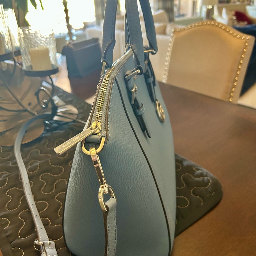Michael Kors Ciara Large Leather Satchel in French Blue & silver tone hardware - Picture 8 of 11